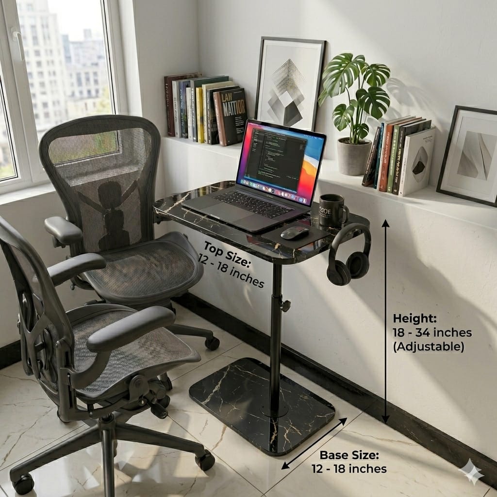 Height adjustable Table for Bed & Sofa , 360° Swivel, Height Adjustable