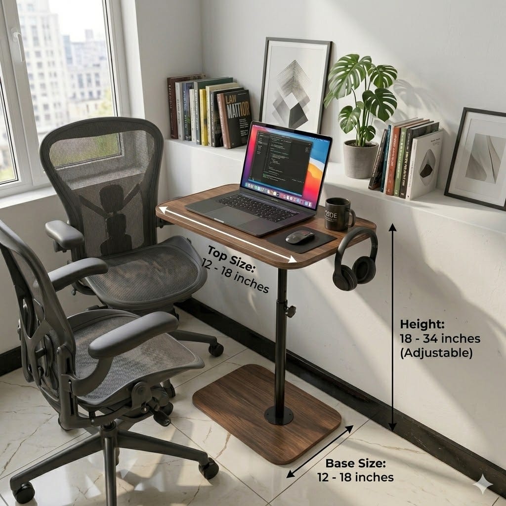 Height adjustable Table for Bed & Sofa , 360° Swivel, Height Adjustable