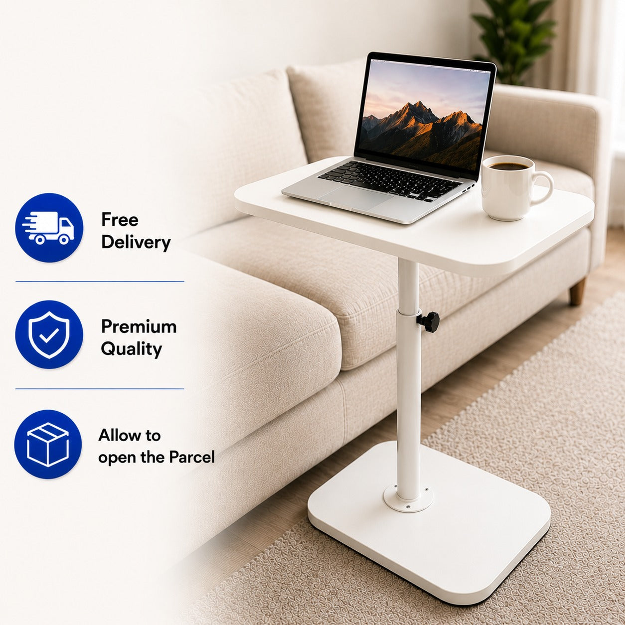 Height adjustable Table for Bed & Sofa , 360° Swivel, Height Adjustable