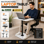 Laptop Table for Bed & Sofa — 90° Tilt + 360° Swivel, Height Adjustable
