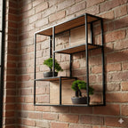Seaford wall shelf with a matte black metal frame