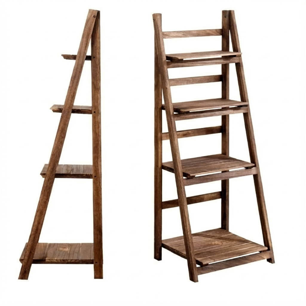 Wooden Ladder Shelf Bookshelf Decorative Stand