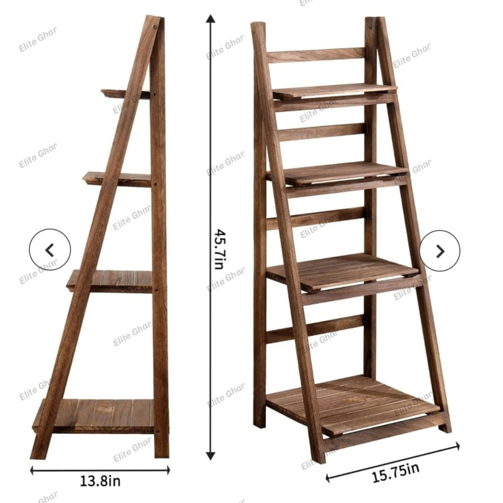 Wooden Ladder Shelf Bookshelf Decorative Stand