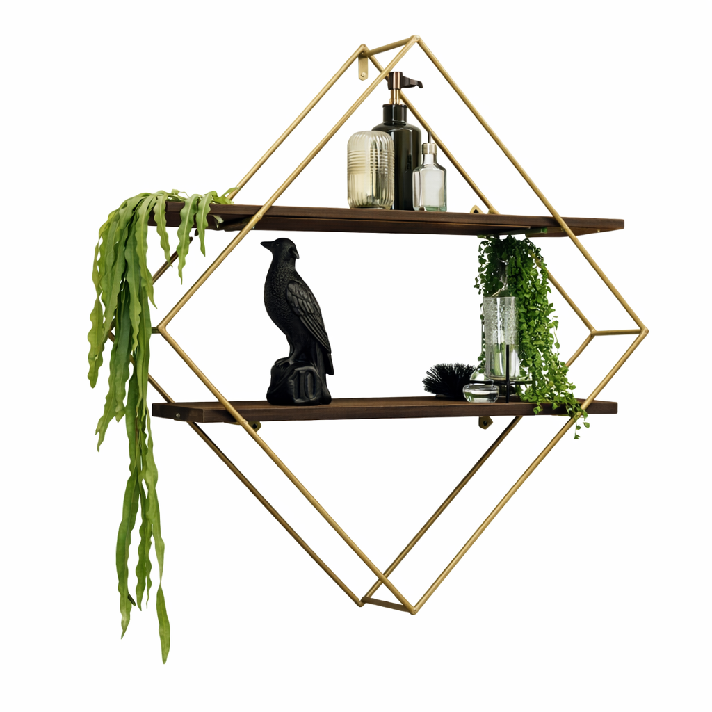 Wall-Mounted "Diamond" Floating Metal Storage Shelve Frame Decor